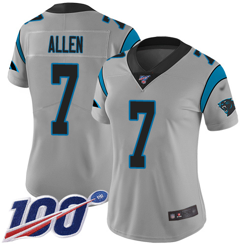 Carolina Panthers Limited Silver Women Kyle Allen Jersey NFL Football #7 100th Season Inverted Legend